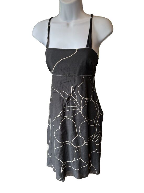 Max Studio Dresses & Skirts - Max Studio Dress Size M Cotton & Silk Black Floral Motif Lined Handkerchief Hem
